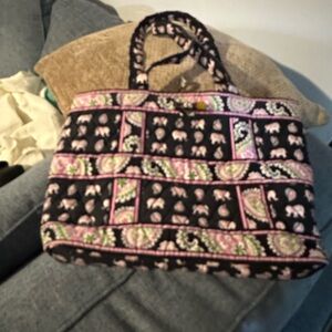 Vera Bradley Quilted Tote Bag - Black and Pink